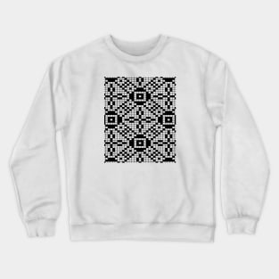 Grid Paper White and Black Geometric Cross Pattern Vector Art Crewneck Sweatshirt